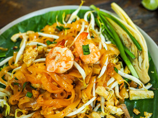 Thai food Pad thai  is fried with shrimp Thailand style original