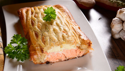 Pie with salmon