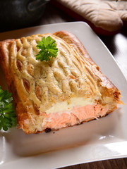 Pie with salmon