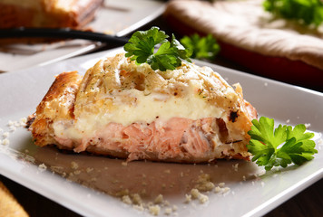 Pie with salmon