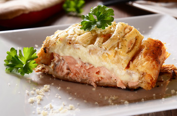 Pie with salmon