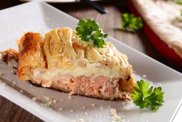 Pie with salmon