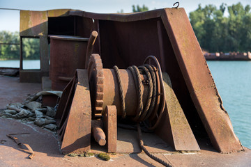 Old rusty forsaken barges