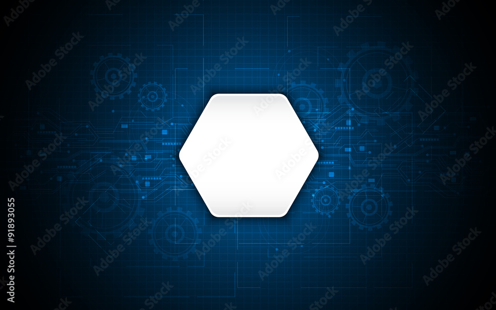 Poster vector abstract hexagon and digital tech circuit pattern background