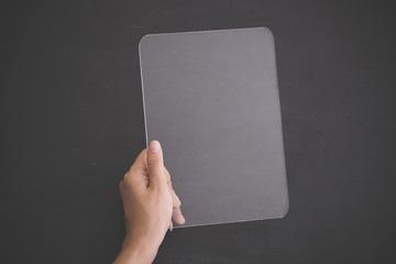 futuristic transparent tablet mock up