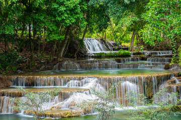 Fototapeta na wymiar Huai Mae Khamin waterfall in Kanchanaburi province, Thailand.