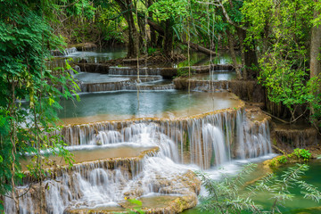  Huai Mae Khamin waterfall in Kanchanaburi province, Thailand.