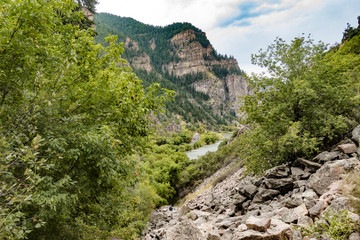 Fototapeta na wymiar Landslide in Glenwood Canyon on the Colorado River