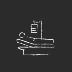 Patient lying on the bed icon drawn in chalk.