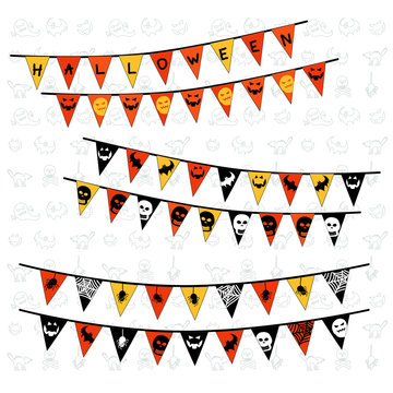 Set of Halloween triangle flags.