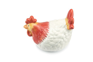 Ceramic white hen isolated on white background.