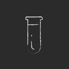 Test tube icon drawn in chalk.
