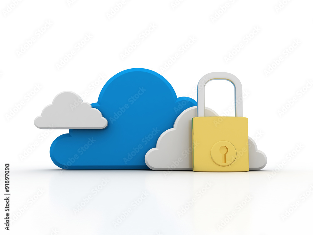 Poster 3d rendering cloud computing, security