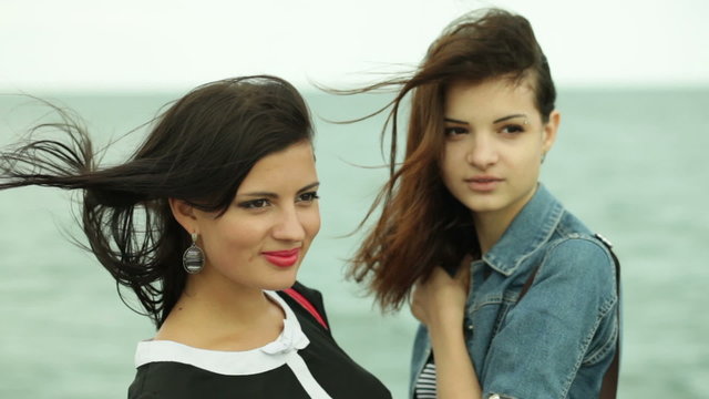 two girls in the wind