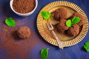 Turkish sweets cezerye on the eastern metal plate