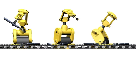Fotobehang Productie van robot onderdelen © emieldelange