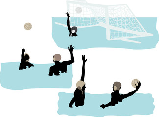 Water polo players vector silhouette