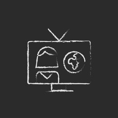 TV report icon drawn in chalk.