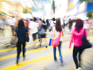 People in Hong Kong Cross Walking Concept