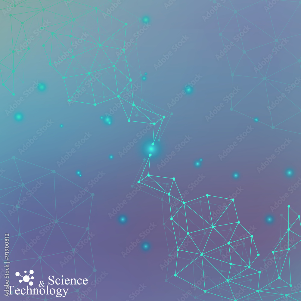 Poster geometric background molecule and communication for your design