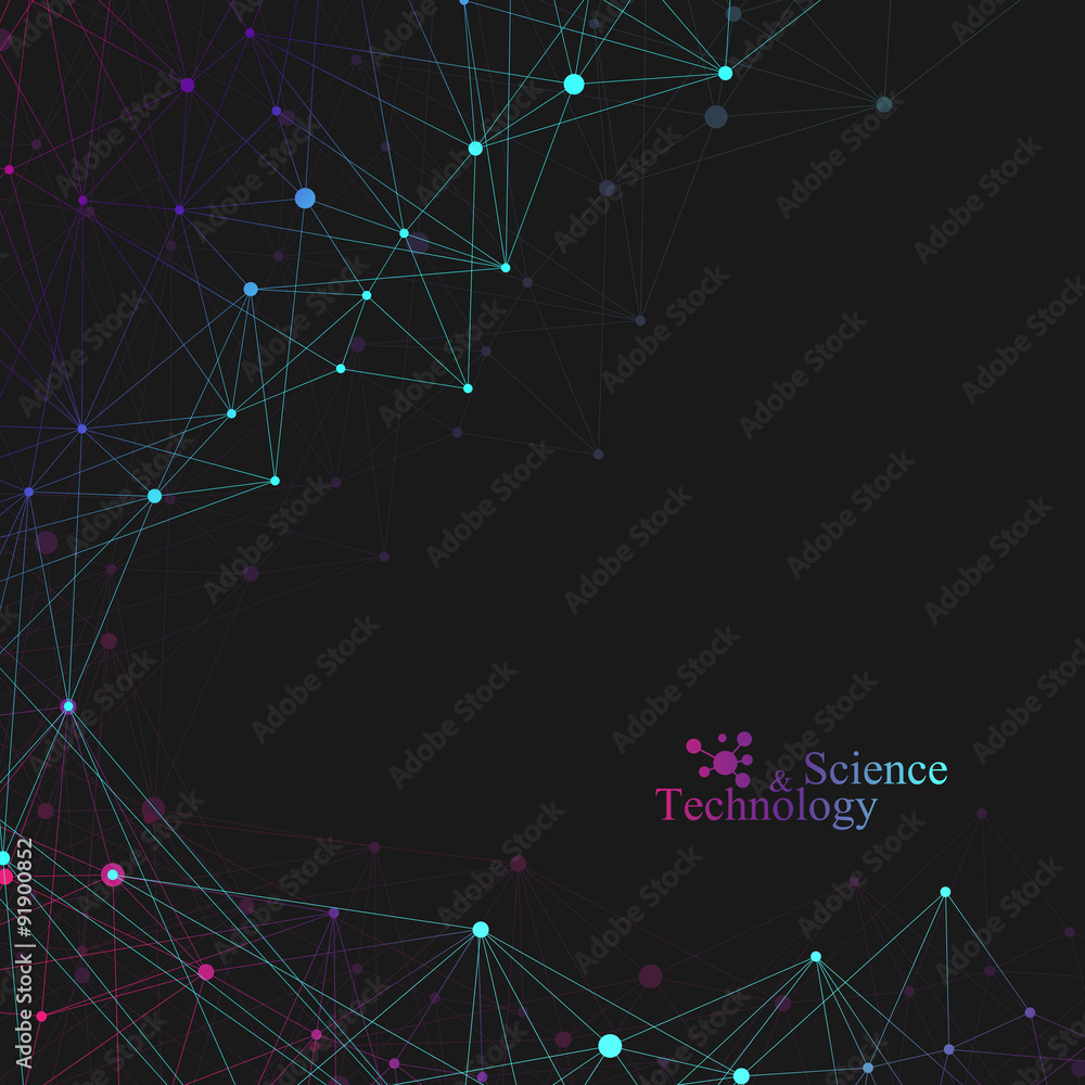 Poster geometric background molecule and communication for your design