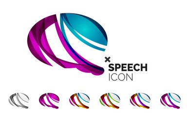 Set of abstract speech bubble and cloud icons, business logotype