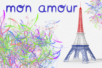 Fototapeta na wymiar Paris mon amour con torre Eiffel 