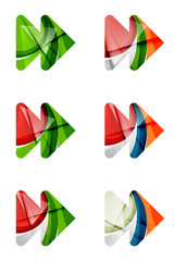 Set of abstract next play arrow icon, business logotype concepts