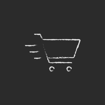 Shopping cart icon drawn in chalk.