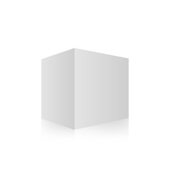 Gray 3d cube with reflection on white background