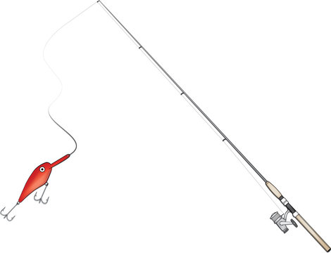 red lure and fishing rod clip art preview