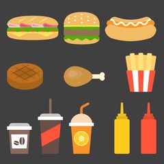 vector junk food icon, flat design