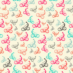 Biker - Bicyclist Retro Seamless Vector Background - Pattern