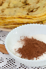 Sugar with cocoa for pancakes