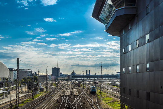 M&uuml;nchen Hauptbahnhof fotografiert von der Hackerbr&uuml;cke