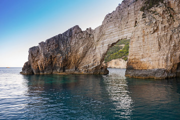 Fototapeta na wymiar Blue caves at the cliff of Zakynthos island, Greece