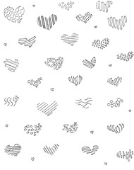 Abstract heart black line art on white background