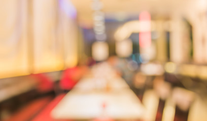 Coffee shop blur background with bokeh image .