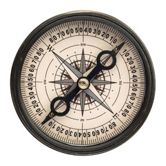 old compass on white background
