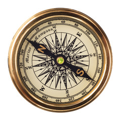 Fototapeta na wymiar old compass on white background