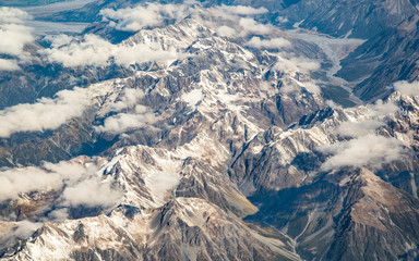 Fototapeta premium Southern alpine alps from top view , South Island New Zealand