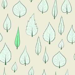 Seamless pattern background with doodles leaves
