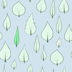Seamless pattern background with doodles leaves