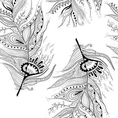 Seamless pattern with abstract feather