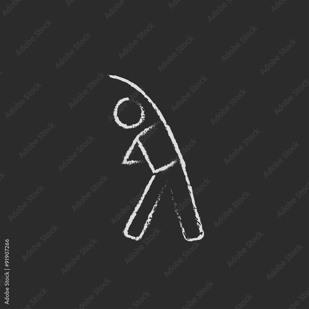 Aufkleber man making exercises icon drawn in chalk.