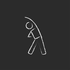 Man making exercises icon drawn in chalk.