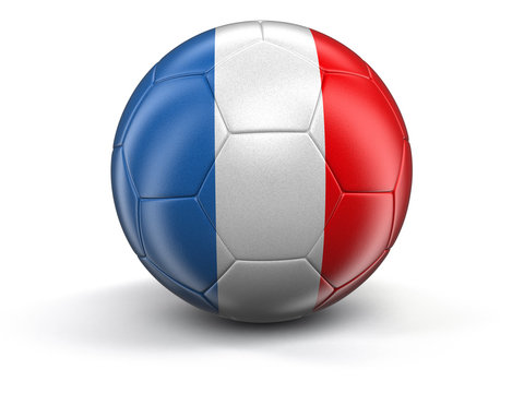 Soccer football with French flag. Image with clipping path