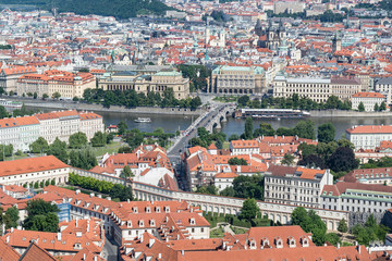 Fototapeta na wymiar Prague from above in the sunny day