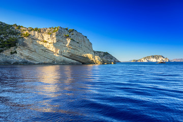 Fototapeta premium Blue caves at the cliff of Zakynthos island, Greece