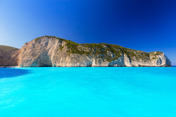 Blue lagoon of Navagio Beach on Zakynthos island, Greece